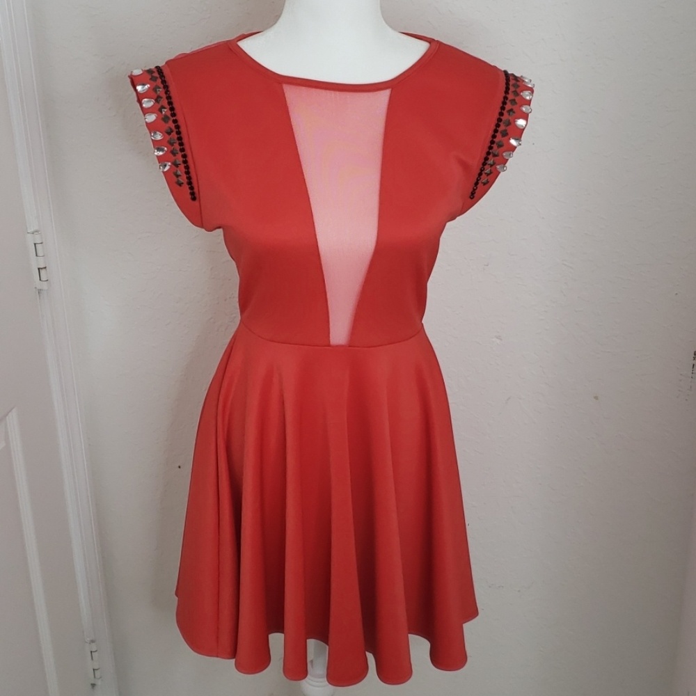 Embellished red dress